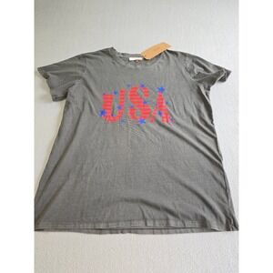 Alexis G USA Graphic T-Shirt Womens XL Charcoal‎ Gray Mineral Wash HS1000